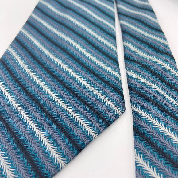 Coach Silk Tie Mens Necktie Teal Blue Diagonal Stripe‎ Textured Italian Jacquard - Picture 5 of 9